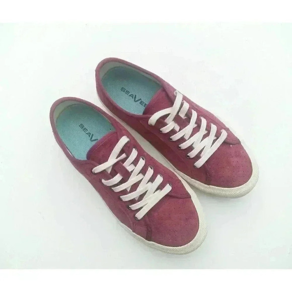 SeaVees Shoes - SeaVees Women's Red Canvas Standard Monterey Sneaker- Size: 6